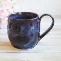 Image 5 of Cosmic Mug in Purple, Black and Blue Glazes, Handmade Pottery, Made in USA
