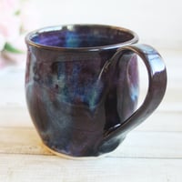 Image 6 of Cosmic Mug in Purple, Black and Blue Glazes, Handmade Pottery, Made in USA
