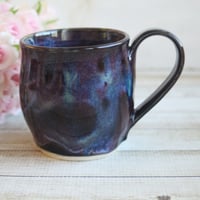Image 7 of Cosmic Mug in Purple, Black and Blue Glazes, Handmade Pottery, Made in USA