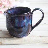 Image 8 of Cosmic Mug in Purple, Black and Blue Glazes, Handmade Pottery, Made in USA