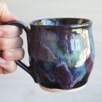 Image 10 of Cosmic Mug in Purple, Black and Blue Glazes, Handmade Pottery, Made in USA