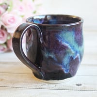 Image 11 of Cosmic Mug in Purple, Black and Blue Glazes, Handmade Pottery, Made in USA