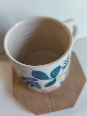 Image of  tasse anse fleur rose
