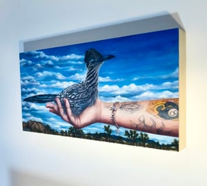 Image of "Deserted" Original Oil Painting on Board by M Vlasic, Road Runner, Joshua Tree, Environmental Art