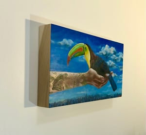 Image of "Deep Breath" Original Oil Painting on Board by M Vlasic, Toucan, Environmental Bird Art, Mexico Cit