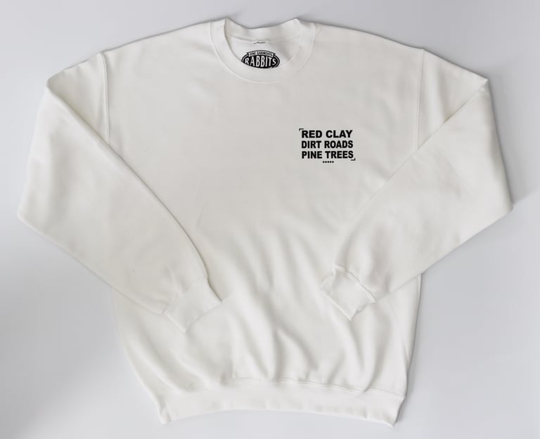 Rabbitman's 'RED CLAY' Crew Sweatshirt, White Image 2