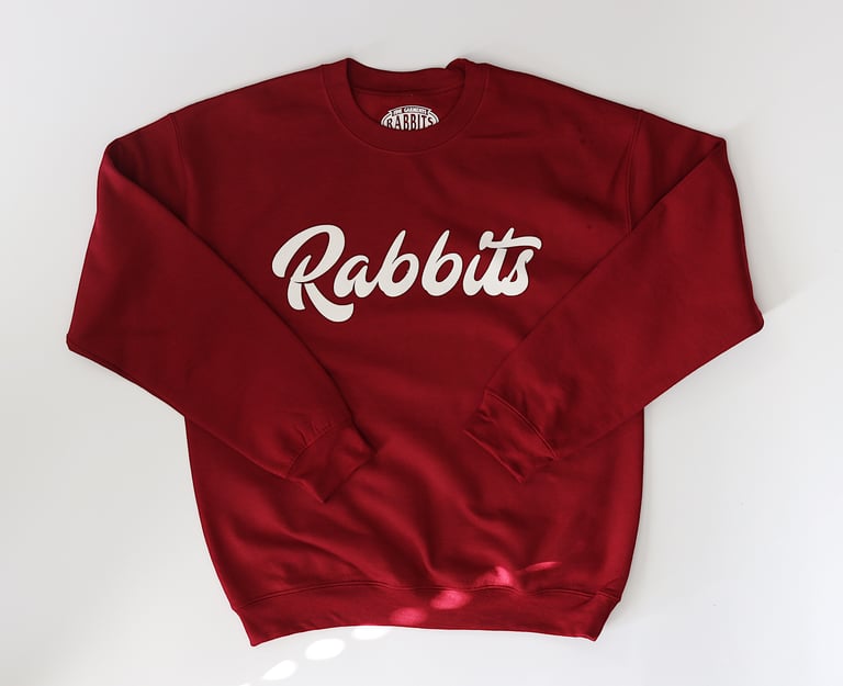 Rabbitman's 'RABBITS' Crew Sweatshirt, Garnett