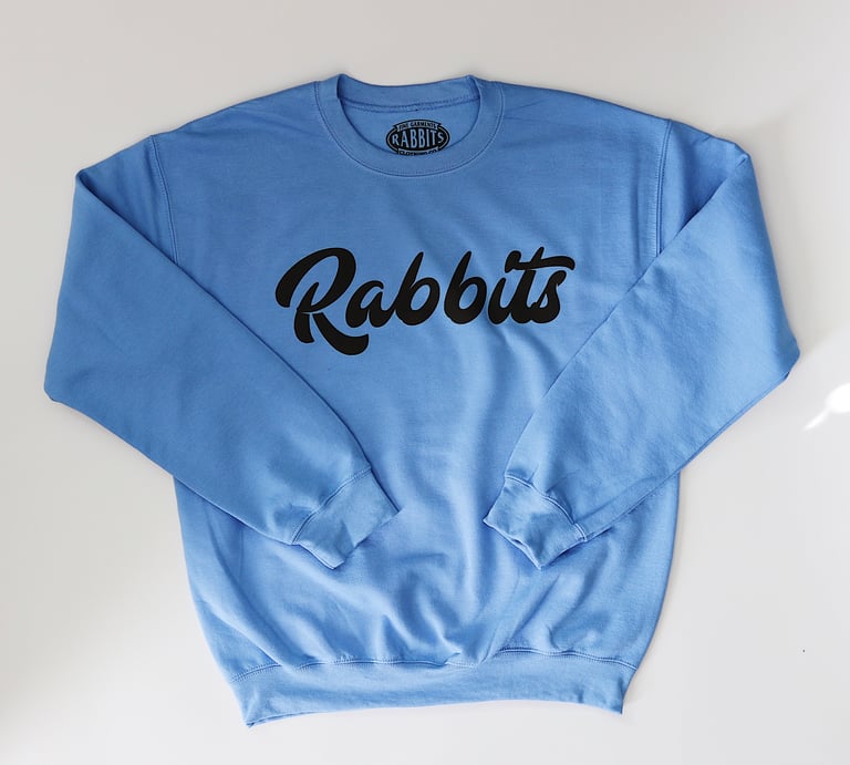 Rabbitman's 'RABBITS' Crew Sweatshirt, Carolina Blue
