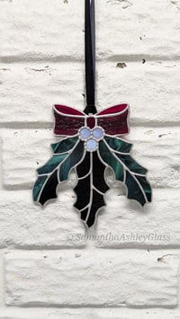 Image 3 of Holly Suncatcher - Red & Green