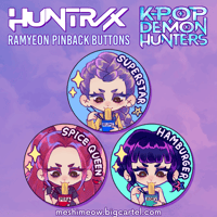 HUNTRIX Brand Ramyeon Button Pins KPOP DEMON HUNTERS (PREORDERS)