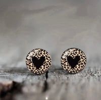 Stainless Steel Stud Earrings Black Heart
