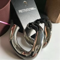 Image 1 of Pretty Little Thing Jewelry- Silver Chunky Link Wave Hoop Earrings