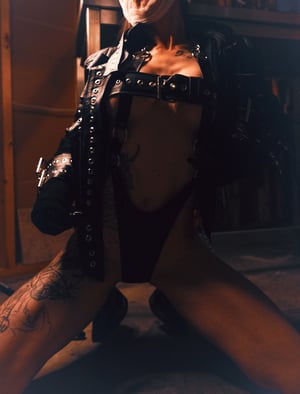 Image of Toxic Vision Asylum strapped up leather jacket LARGER SIZE