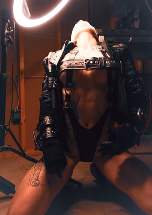 Image of Toxic Vision Asylum strapped up leather jacket LARGER SIZE
