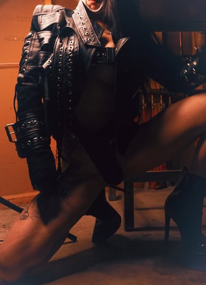 Image of Toxic Vision Asylum strapped up leather jacket LARGER SIZE