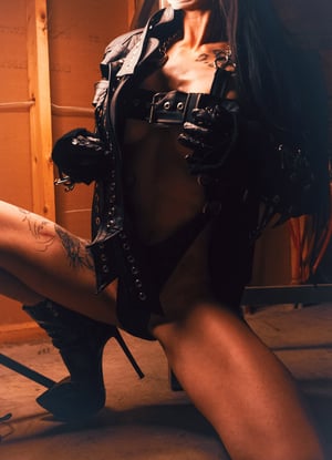 Image of Toxic Vision Asylum strapped up leather jacket LARGER SIZE