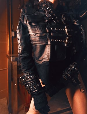 Image of Toxic Vision Asylum strapped up leather jacket LARGER SIZE