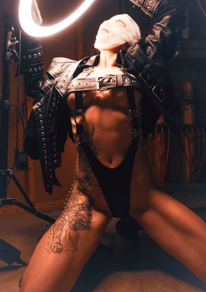 Image of Toxic Vision Asylum strapped up leather jacket LARGER SIZE