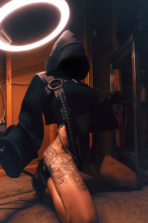 Image of Toxic Vision Asylum cropped n strapped sweater cloak