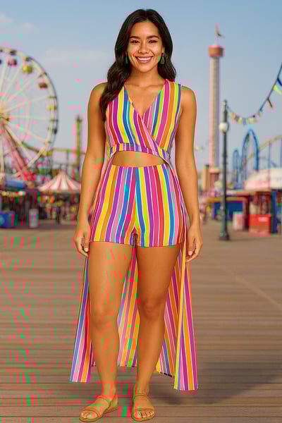 Image of Rainbow Stripe Short Set