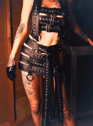 Image of Toxic Vision Asylum black buckle mini skirt