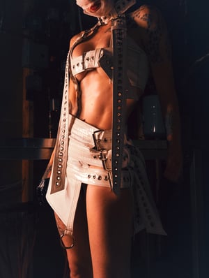 Image of Toxic Vision Asylum white buckle mini skirt