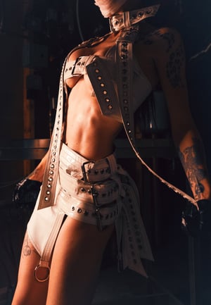 Image of Toxic Vision Asylum white buckle mini skirt