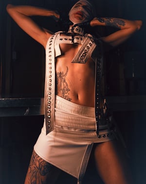 Image of Toxic Vision Asylum white buckle mini skirt