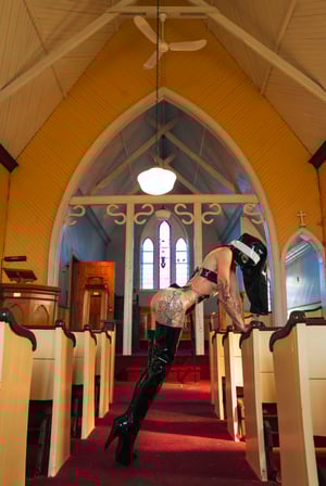Image of Toxic Vision Sinner's Club strapped bodysuit