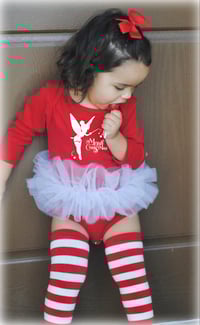 Tinkerbell Tutu Bodysuit Leotard Girl’s Tulle Fairy Red and White Christmas Dress  Party Set