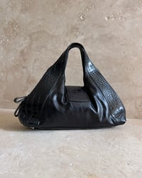 Image 2 of BLACK LEATHER TRIANGLE BAG