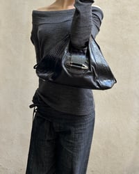 Image 3 of BLACK LEATHER TRIANGLE BAG