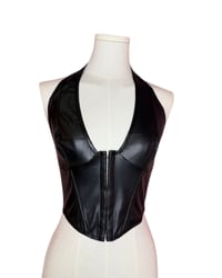 Image 2 of Gigi Leather Halter Corset Top