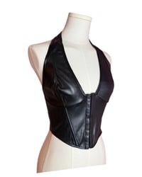 Image 1 of Gigi Leather Halter Corset Top