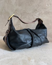 Image 2 of BLACK AND BROWN LEATHER BUCKLE BAG