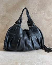 Image 1 of BLACK LEATHER PLEAT BAG