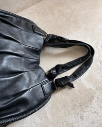 Image 3 of BLACK LEATHER PLEAT BAG