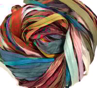 Image 2 of Ready To Ship! 10pc RANDOM MIX HAND DYED SARI SILK RIBBON BY COLOR BURST SILK