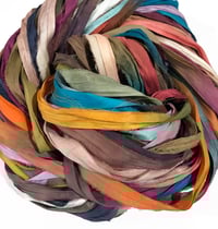 Image 3 of Ready To Ship! 10pc RANDOM MIX HAND DYED SARI SILK RIBBON BY COLOR BURST SILK