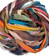 Image 4 of Ready To Ship! 10pc RANDOM MIX HAND DYED SARI SILK RIBBON BY COLOR BURST SILK
