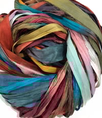 Image 5 of Ready To Ship! 10pc RANDOM MIX HAND DYED SARI SILK RIBBON BY COLOR BURST SILK