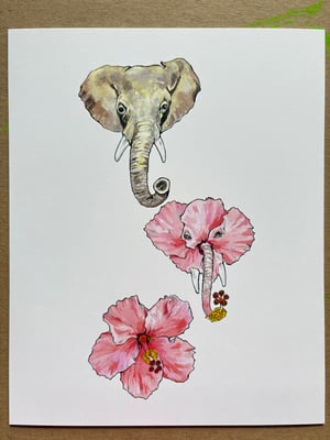 Image of Elephant Hibiscus Laserprint 8”x10”