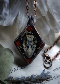 Image 2 of Gecko Skull and Red Floral Pendant