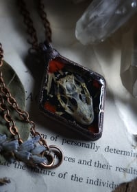 Image 1 of Gecko Skull and Red Floral Pendant