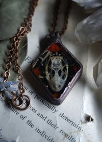 Image 3 of Gecko Skull and Red Floral Pendant