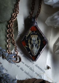Image 5 of Gecko Skull and Red Floral Pendant