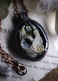 Image 2 of Bunny Skull and Floral Pendant