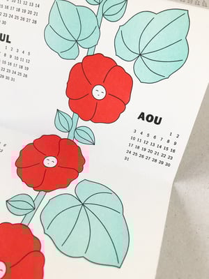 Image of Hollyhock Calendar 2026, riso print 15x42cm