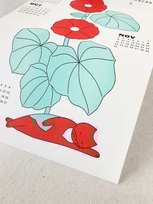 Image of Hollyhock Calendar 2026, riso print 15x42cm