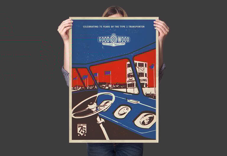 Image of Goodwood Revival - 75 years of the Type 2 Transporter A1 poster - Limited Edition